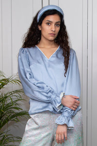 REVERSIBLE Darcy Top - Soft Focus/Dusty Blue | Isabel Manns