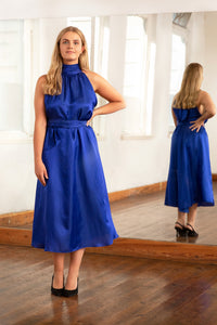 Patricia 3/4 Length Silk Dress - Cobalt