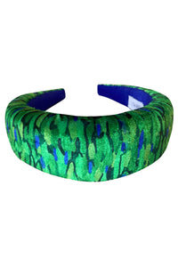 Flecked Emerald Velvet Padded Headband | Isabel Manns