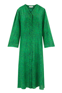 Grace Silk Cotton Kaftan - Flecked Emerald