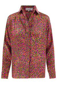 Lisa Silk Satin Shirt - Neon Light