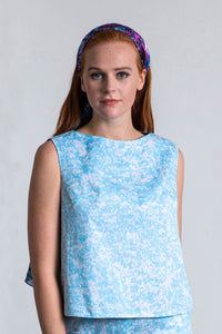 REVERSIBLE Olivia Top - Forget Me Not/White | Isabel Manns