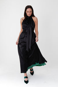 REVERSIBLE Patricia Dress - Flecked Emerald/Black