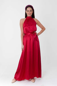 Patricia Silk Satin Dress - Raspberry Pink