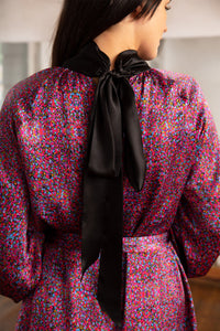 REVERSIBLE Lexi Short Silk Satin Dress - Violet Dream/Black