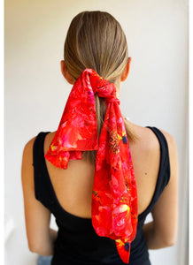 Coral Reef Satin Small Rectangle Scarf | Isabel Manns